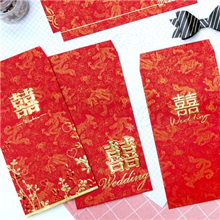 四季紙品禮品 絨布紋大紅包袋 婚禮紅包袋 SR3004