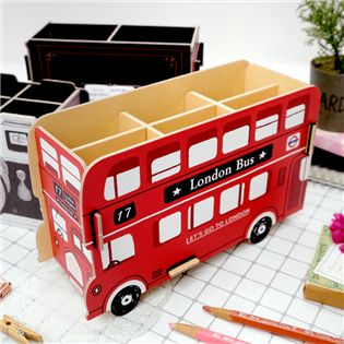 四季紙品禮品 造型文具盒 DIY 筆筒 巴士 摩托車 鋼