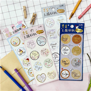 四季紙品禮品 燙金主題貼紙 TZ3021-01~04
