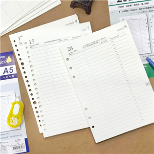 四季紙品禮品 A5補充頁6孔 20孔 2027日誌A 萬