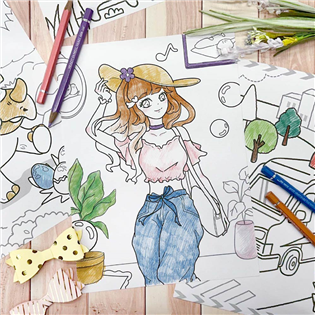 四季紙品禮品 著色紙16K 畫紙 女孩 動物 恐龍 交通