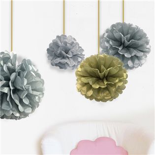 四季紙品禮品 DIY 裝飾花球25cm 金銀色 紙花球 