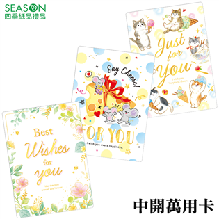 四季紙品禮品 中開萬用卡 祝福 祝賀 大張卡片 集體簽名