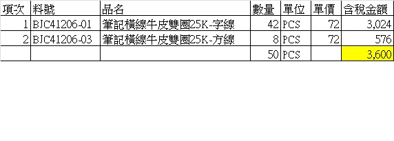 BJC41206筆記橫線牛皮雙圈25K-方線*50本