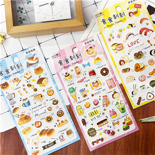四季紙品禮品 食食刻刻系列 燙金平面貼紙 TZ3017
