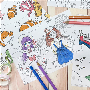 四季紙品禮品 著色紙25K 畫本 動物 恐龍 交通 女孩