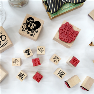 四季紙品禮品 印章 三入 迷你印章 1.5x1.5cm 