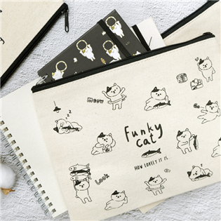 四季紙品禮品 Funky Cat 帆布收納包A5 PB0